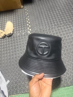 Telfar Black Bucket Hat with Logo Packaging